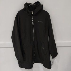 NWT Bebe Sport Women's Sideline Raincoat Hooded Jacket Black Size 2X $180 8C017